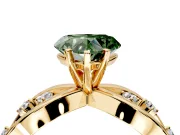 Solitaire Engagement Ring Setting for Fancy Green Heart-Shaped Center with Criss-Cross Accent Band and Prong Head in Yellow Gold