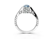 Cathedral Engagement Ring Setting for Fancy Blue Pear-Shaped Center with Antique-Style Pave Band and Prong Head in Platinum