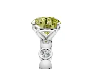Solitaire Engagement Ring Setting for Fancy Yellow Round Cut Center with Beaded Bezel Station Band and Prong Head in Sterling Silver