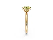 Low-Set Solitaire Engagement Ring Setting for Fancy Yellow Round Cut Center with Thin Plain Band and Prong Head in Yellow Gold