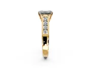 Solitaire Engagement Ring Setting for Emerald Cut Center with Cathedral Channel Band and Prong Head in Yellow Gold