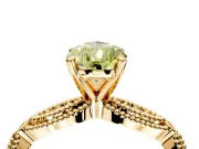 Solitaire Engagement Ring Setting for Fancy Yellow Pear-Shaped Center with Marquise Panel Band and Prong Head in Yellow Gold