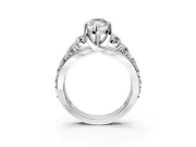 Solitaire Engagement Ring Setting for Marquise Center with Graduated Shared Prongs and Prong Head in Sterling Silver