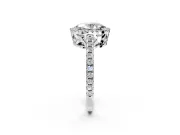 Accent Halo Engagement Ring Setting for Oval Center with Full-Length Pave Band and Prong Head in Sterling Silver