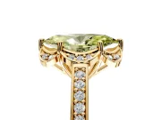 Floral Engagement Ring Setting for Fancy Yellow Marquise Center with Four Accent Clusters and Prong Head in Yellow Gold