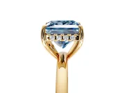 Solitaire Engagement Ring Setting for Fancy Blue Princess Cut Center with Fine Wire Band and Prong Head in Yellow Gold