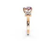 Floral Engagement Ring Setting for Fancy Pink Heart-Shaped Center with Marquise Cluster Shoulders and Prong Head in Rose Gold