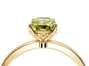 Solitaire Engagement Ring Setting for Fancy Yellow Emerald Cut Center with Thin Rounded Plain Band and Prong Head in Yellow Gold