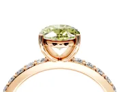 Solitaire Engagement Ring Setting for Fancy Yellow Oval Center with Round Cut Pave Band and Prong Head in Rose Gold