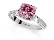 Solitaire Engagement Ring Setting for Fancy Pink Cushion Cut Center with Multi-Row Accents and Prong Head in Sterling Silver
