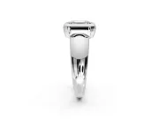 Solitaire Engagement Ring Setting for Emerald Cut Center with Wide Band and Bezel Head in Sterling Silver