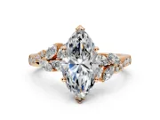 Solitaire Engagement Ring Setting for Marquise Center with Marquise Accent Twist Band and Prong Head in Rose Gold
