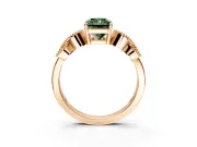 Leaf Engagement Ring Setting for Fancy Green Radiant Cut Center with Milgrain Accent Band and Prong Head in Rose Gold