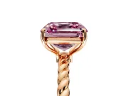 Solitaire Engagement Ring Setting for Fancy Pink Asscher Cut Center with Plain Twisted Rope Band and Prong Head in Rose Gold