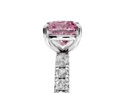Solitaire Engagement Ring Setting for Fancy Pink Cushion Cut Center with Shared-Prong Accents and Prong Head in Sterling Silver