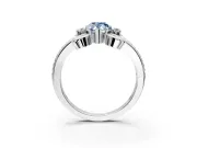 Solitaire Engagement Ring Setting for Fancy Blue Pear-Shaped Center with Twisted Band and Scroll Prong Head in Sterling Silver