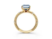 Rope Engagement Ring Setting for Fancy Blue Asscher Cut Center with Accent Shoulders and Prong Head in Yellow Gold
