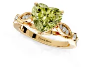 Solitaire Engagement Ring Setting for Fancy Yellow Heart-Shaped Center with Marquise and Bezel Accents and Prong Head in Yellow Gold