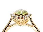 Starburst Halo Engagement Ring Setting for Fancy Yellow Pear-Shaped Center with Thin Round-Wire Band and Prong Head in Yellow Gold