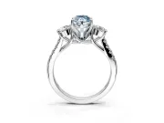3 Stone Engagement Ring Setting for Fancy Blue Marquise Center with Crossover Basket, Pave Band and Prong Head in Platinum