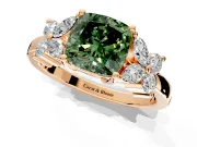 Floral Engagement Ring Setting for Fancy Green Cushion Cut Center with Marquise Cluster Shoulders and Prong Head in Rose Gold
