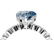 Solitaire Engagement Ring Setting for Fancy Blue Heart-Shaped Center with Bezel-Dot Beaded Band and Prong Head in Platinum