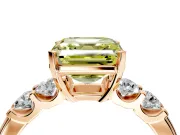 5 Stone Engagement Ring Setting for Fancy Yellow Asscher Cut Center with Plain Band and Prong Head in Rose Gold