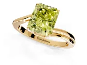 Solitaire Engagement Ring Setting for Fancy Yellow Radiant Cut Center with Plain Bypass Twist Band and Prong Head in Yellow Gold