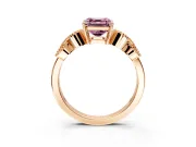 Leaf Engagement Ring Setting for Fancy Pink Asscher Cut Center with Milgrain Accent Band and Prong Head in Rose Gold
