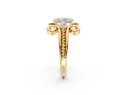 Solitaire Engagement Ring Setting for Radiant Cut Center with Twisted Band and Scroll Prong Head in Yellow Gold