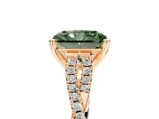 Solitaire Engagement Ring Setting for Fancy Green Radiant Cut Center with Twisted Pave Split Shank and Prong Head in Rose Gold