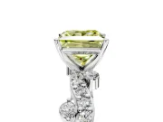 Solitaire Engagement Ring Setting for Fancy Yellow Princess Cut Center with Bar-Station Pave Twist and Prong Head in Sterling Silver