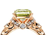 Solitaire Engagement Ring Setting for Fancy Yellow Asscher Cut Center with Filigree Band and Prong Head in Rose Gold