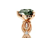 Solitaire Engagement Ring Setting for Fancy Green Heart-Shaped Center with Marquise Panel Band and Prong Head in Rose Gold