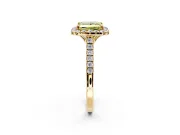 Halo Engagement Ring Setting for Fancy Yellow Princess Cut Center with Raised Halo, Pave Band and Prong Head in Yellow Gold