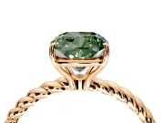 Solitaire Engagement Ring Setting for Fancy Green Cushion Cut Center with Plain Twisted Rope Band and Prong Head in Rose Gold