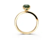 Solitaire Engagement Ring Setting for Fancy Green Radiant Cut Center with Thin Rounded Plain Band and Prong Head in Yellow Gold