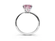 Minimalist Solitaire Engagement Ring Setting for Fancy Pink Cushion Cut Center with Thin Band and Prong Head in White Gold