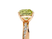 Side Accent Engagement Ring Setting for Fancy Yellow Cushion Cut Center with Accent Shoulders and Prong Head in Rose Gold