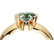 Tension Engagement Ring Setting for Fancy Green Oval Center with Wide Flat Band and Tension Head in Yellow Gold