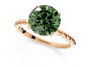 Solitaire Engagement Ring Setting for Fancy Green Round Cut Center with Plain Twisted Rope Band and Prong Head in Rose Gold