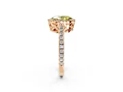 Accent Halo Engagement Ring Setting for Fancy Yellow Oval Center with Full-Length Pave Band and Prong Head in Rose Gold