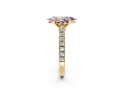 Solitaire Engagement Ring Setting for Fancy Pink Marquise Center with Single Row Accent Band and Prong Head in Yellow Gold