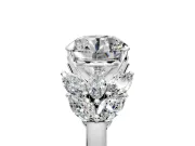 Leaf Cluster Engagement Ring Setting for Round Cut Center with Marquise Accents and Prong Head in Platinum