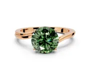 Solitaire Engagement Ring Setting for Fancy Green Round Cut Center with Plain Bypass Twist Band and Prong Head in Rose Gold