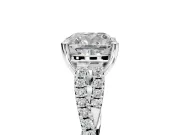 Solitaire Engagement Ring Setting for Cushion Cut Center with Twisted Pave Split Shank and Prong Head in Sterling Silver