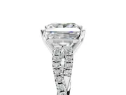 Solitaire Engagement Ring Setting for Princess Cut Center with Twisted Pave Split Shank and Prong Head in Platinum