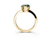 Solitaire Engagement Ring Setting for Fancy Green Heart-Shaped Center with Plain Band and Flat Tab Prong Head in Yellow Gold