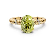 Rope Engagement Ring Setting for Fancy Yellow Oval Center with Accent Shoulders and Prong Head in Yellow Gold