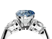 3 Stone Engagement Ring Setting for Fancy Blue Heart-Shaped Center with Large Pear-Shaped Accents and Prong Head in White Gold